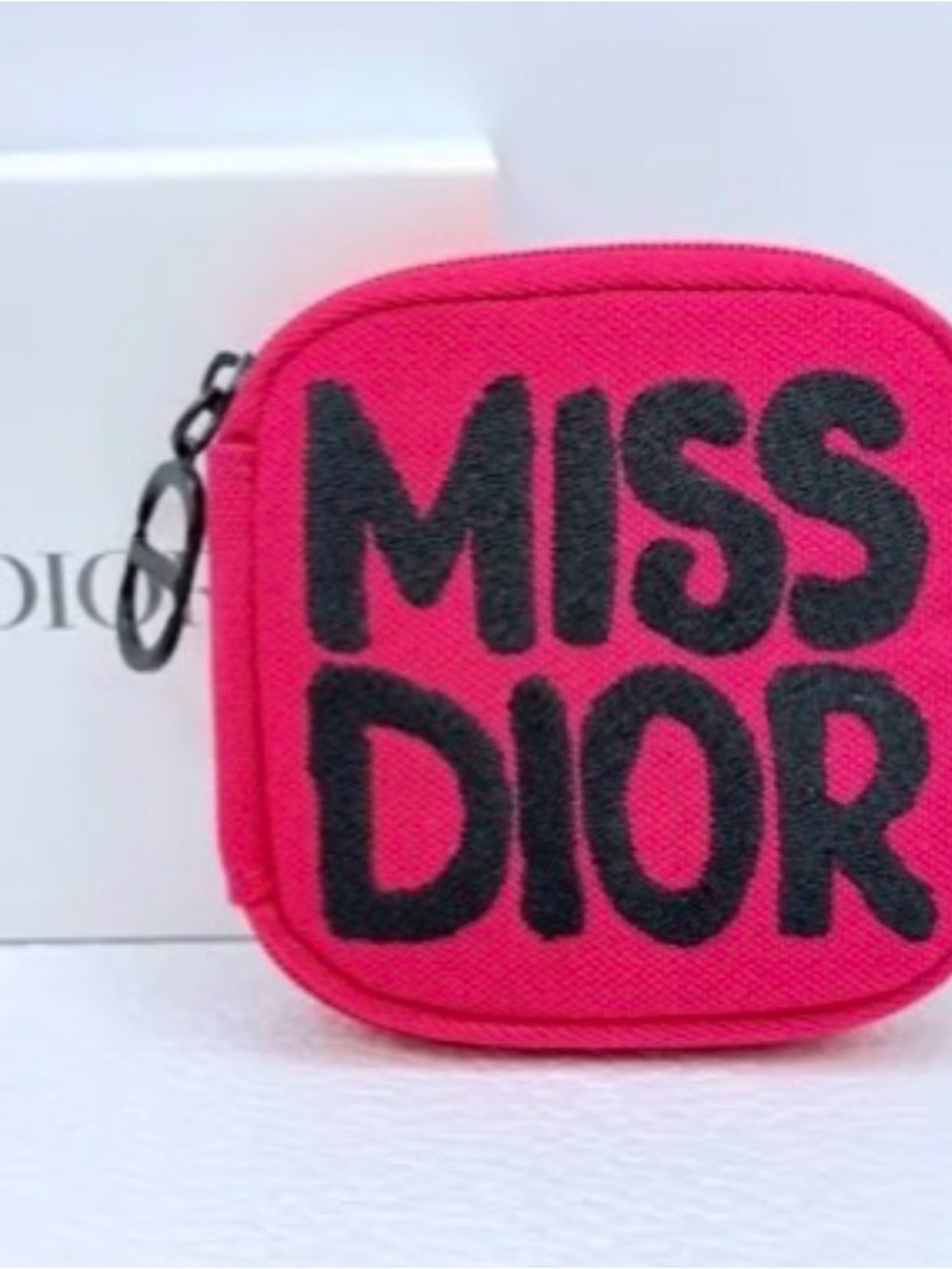 Dior Hot Pink Canvas 'MISS DIOR' Zipper Pouch